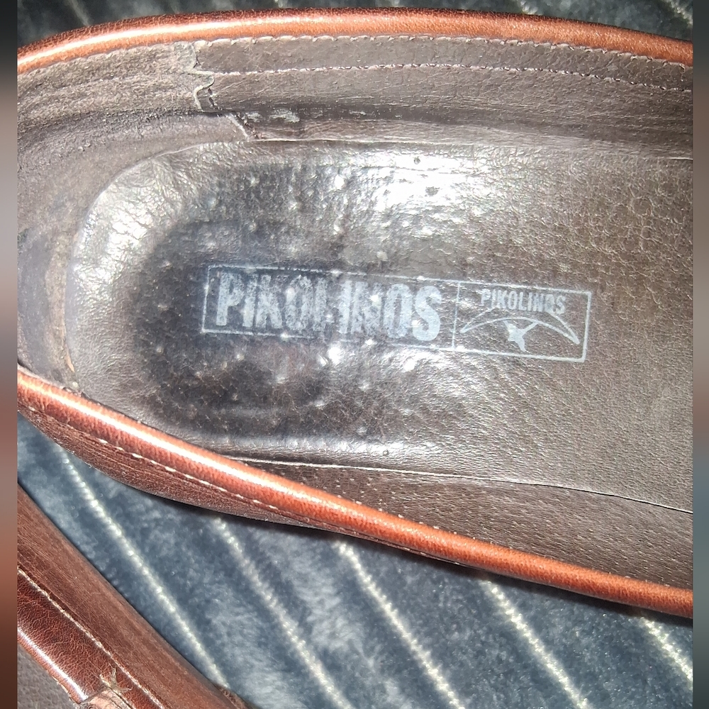 🐎PIKOLINOS Chestnut Leather Loafers Size 37 - Picture 3 of 6